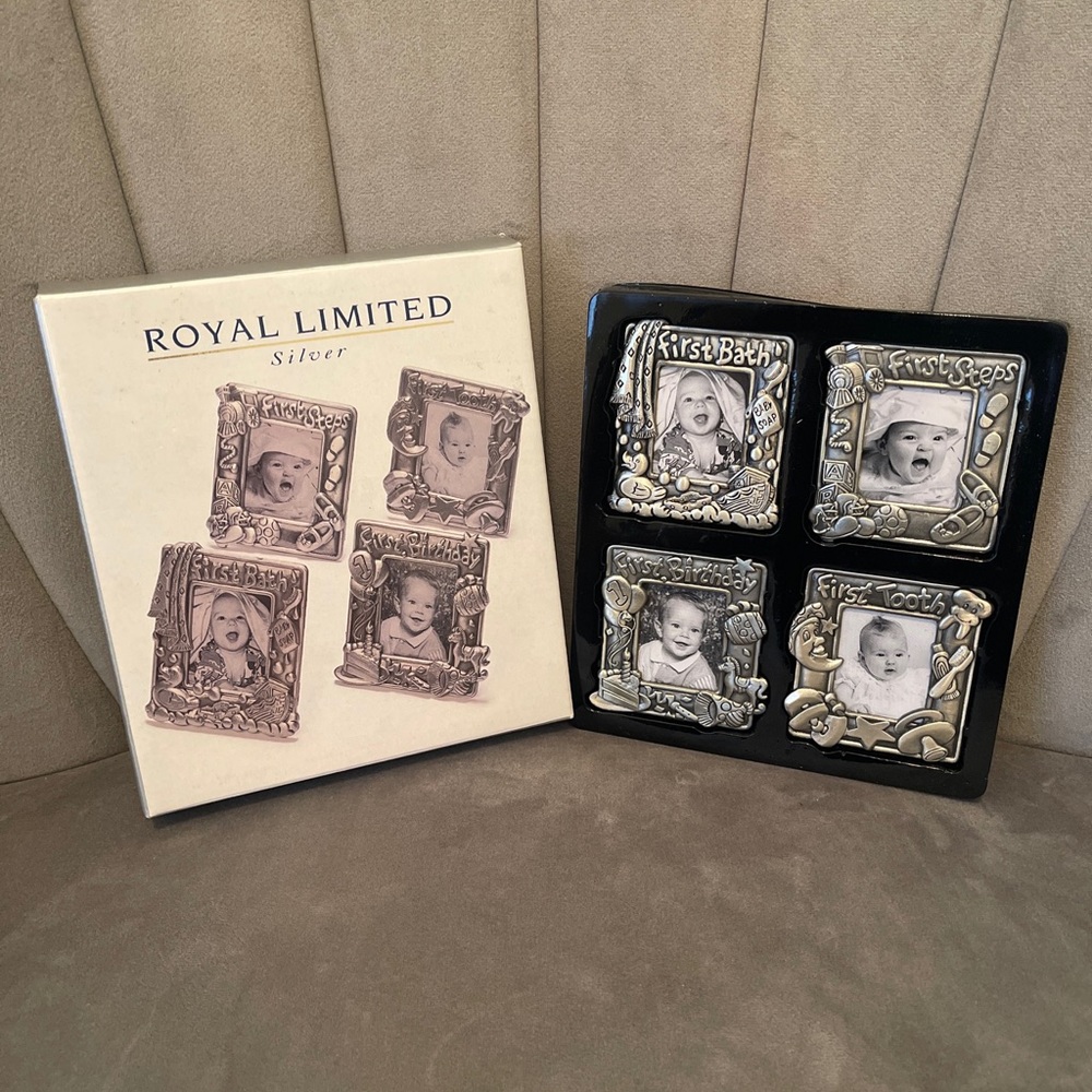 Vintage 4 Photo Picture Magnets Silver Baby's First 1997 Royal Limited